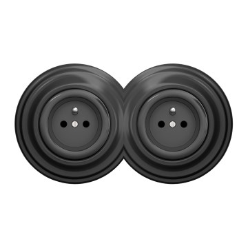 Kliklap - Dvojitá retro domová zásuvka s rámikom 230 V antracit