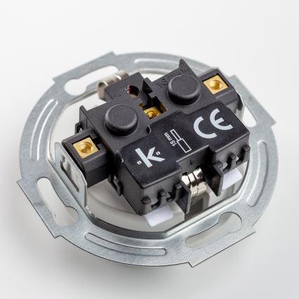 Kliklap - Dvojitá retro domová zásuvka s rámikom SCHUKO 230V/16A keramická biela