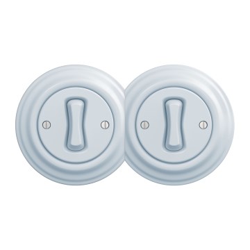 Kliklap - dvojitý retro jednopólový vypínač s rámčekom č. 1, modrý