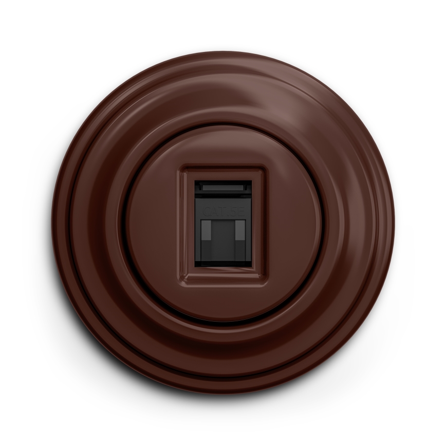 Kliklap - Retro dátová zásuvka s rámikom hnedá