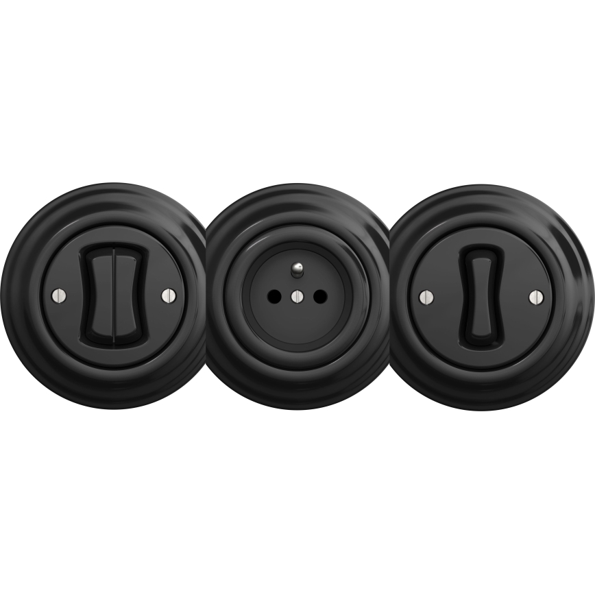 Kliklap - Retro domová zásuvka bez rámčeka 230 V čierna