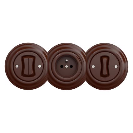 Kliklap - Retro domová zásuvka bez rámčeka SCHUKO 230V/16A hnedá