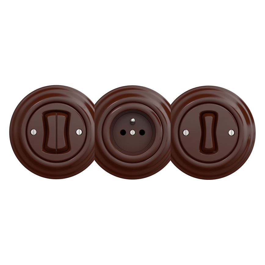 Kliklap - Retro domová zásuvka bez rámčeka SCHUKO 230V/16A hnedá