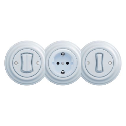 Kliklap - Retro domová zásuvka bez rámčeka SCHUKO 230V/16A modrá