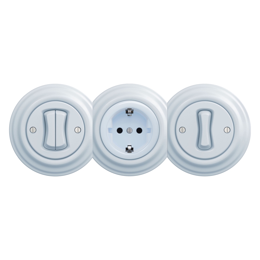 Kliklap - Retro domová zásuvka bez rámčeka SCHUKO 230V/16A modrá