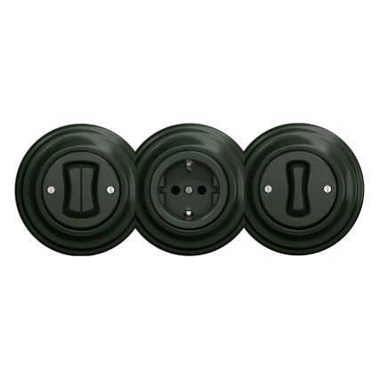 Kliklap - Retro domová zásuvka bez rámčeka SCHUKO 230V/16A zelená