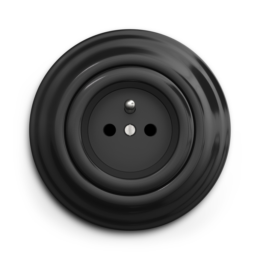 Kliklap - Retro domová zásuvka s rámčekom 230 V čierna