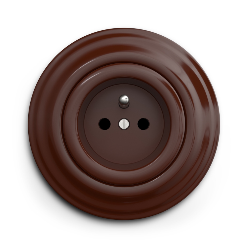 Kliklap - Retro domová zásuvka s rámčekom 230 V, hnedá