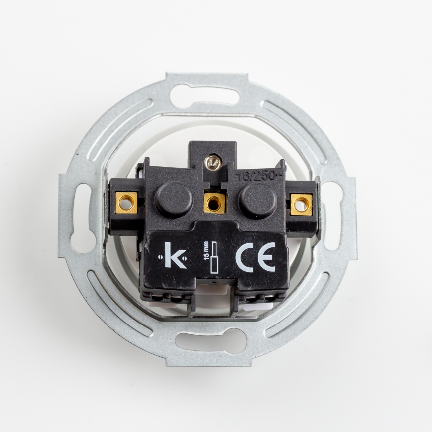 Kliklap - Retro domová zásuvka s rámčekom 230V snehobiela
