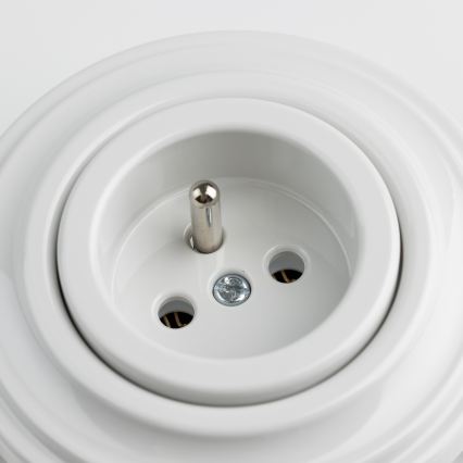 Kliklap - Retro domová zásuvka s rámčekom 230V snehobiela