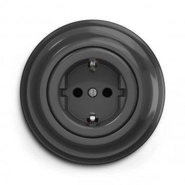 Kliklap - Retro domová zásuvka s rámikom SCHUKO 230V/16A antracit