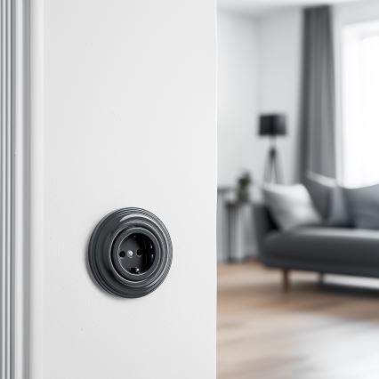 Kliklap - Retro domová zásuvka s rámikom SCHUKO 230V/16A antracit