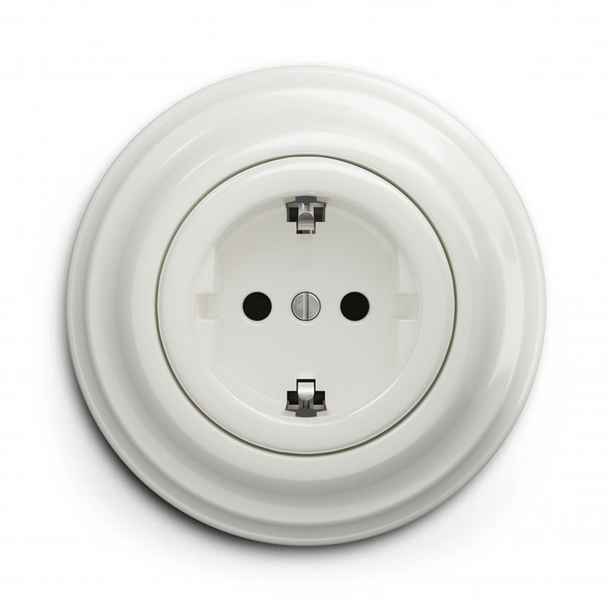 Kliklap - Retro domová zásuvka s rámikom SCHUKO 230V/16A biela