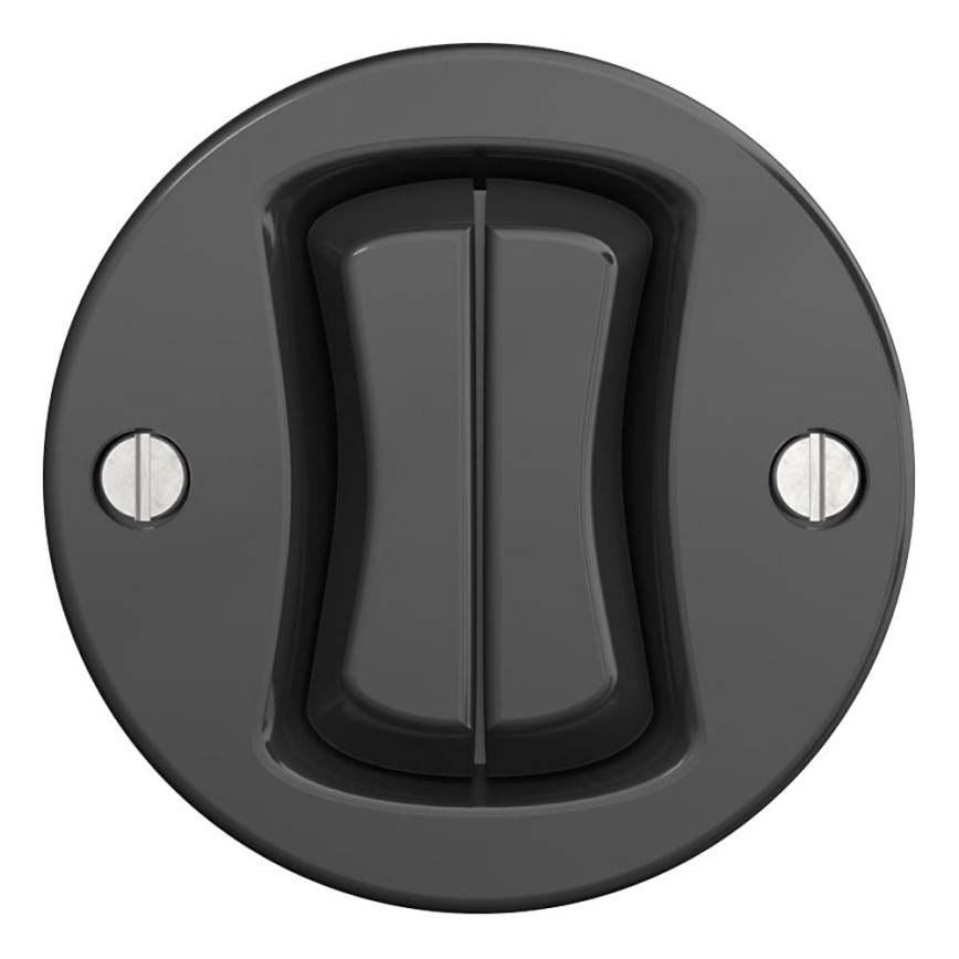 Tlačidlo je zapustené v okrúhlom, tmavom kryte. Je delené na dve časti a je pripevnené dvoma skrutkami.