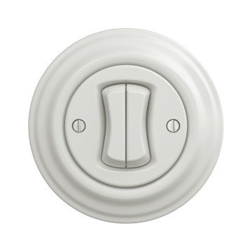 Kliklap - Retro dvojitý schodiskový vypínač s rámčekom č. 6+6 biela