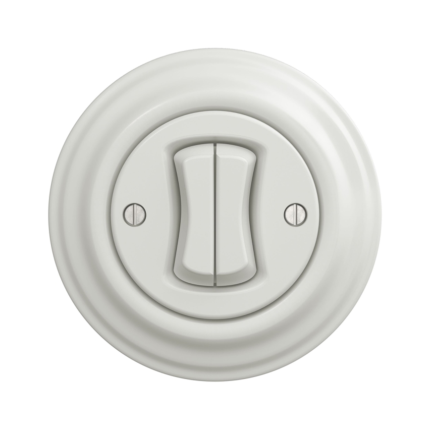 Kliklap - Retro dvojitý schodiskový vypínač s rámčekom č. 6+6 biely