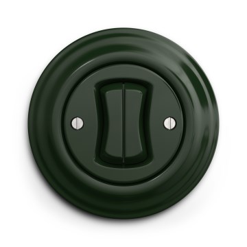 Kliklap - Retro dvojitý schodiskový vypínač s rámikom č. 6+6 zelený
