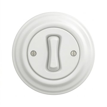 Kliklap - Retro jednopolový vypínač s rámčekom č. 1 snehovo biely