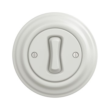 Kliklap - Retro jednopólový vypínač s rámikom č. 1 keramická biela