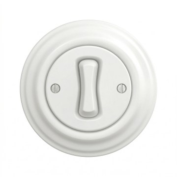 Kliklap - Retro schodiskový vypínač s rámčekom č. 6 snehovo biely