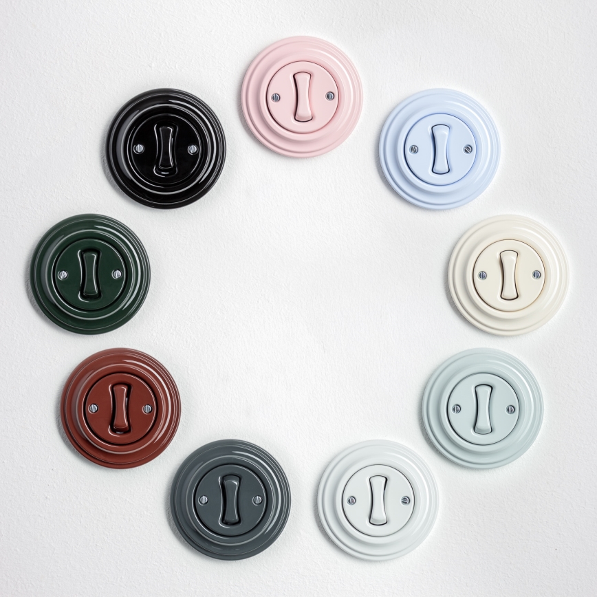 Kliklap - Retro schodiskový vypínač s rámikom č. 6 keramická biela
