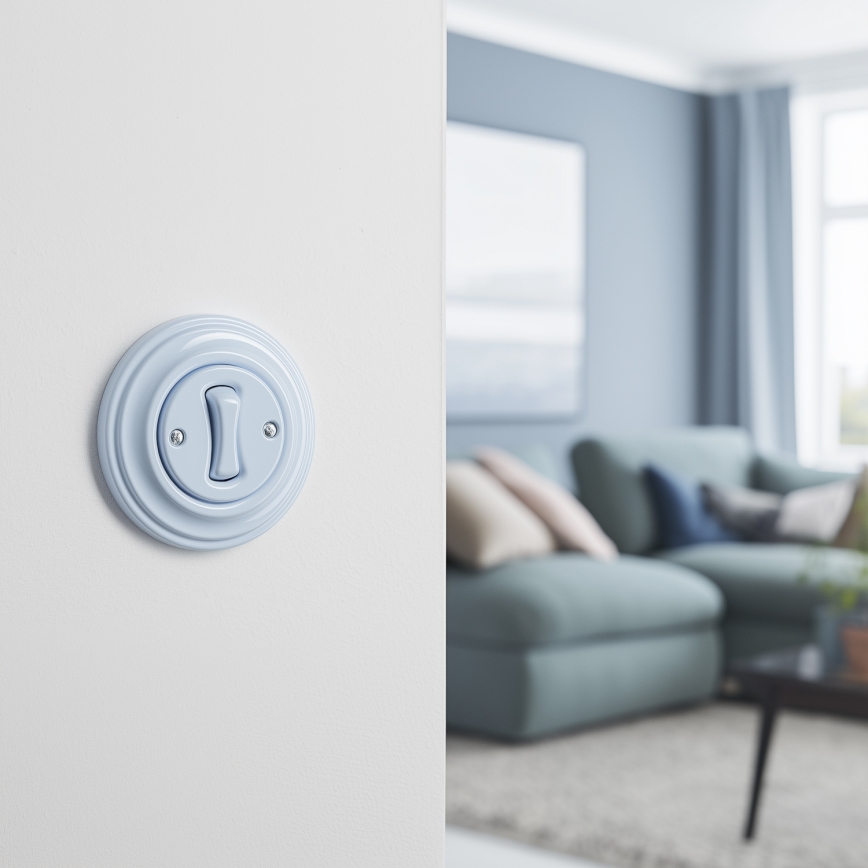 Kliklap - Retro schodiskový vypínač s rámikom č. 6, modrý