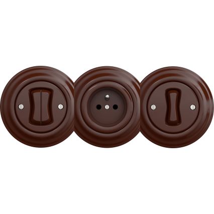 Kliklap - Retro sériový vypínač bez rámika č. 5 hnedá