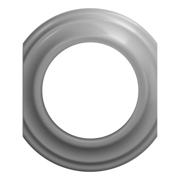 Široký, sivý rám s okrúhlym otvorom v strede je izolovaný na bielom pozadí. Rám má niekoľko koncentrických vĺn.