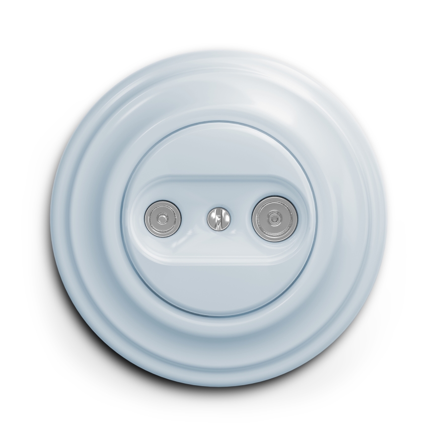 Kliklap - Retro účastnícka zásuvka TV+R (koncová) s rámčekom, modrá