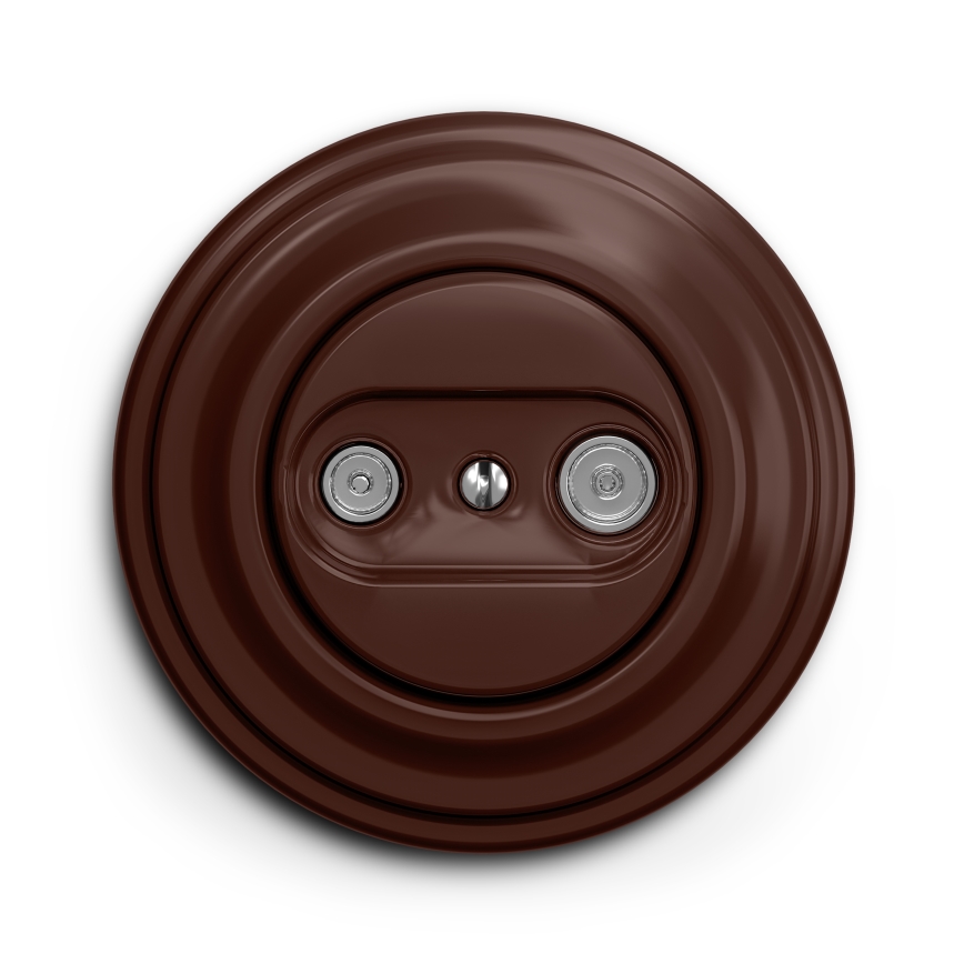 Kliklap - Retro účastnícka zásuvka TV+R (koncová) s rámikom hnedá