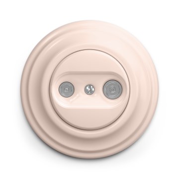 Kliklap - Retro účastnícka zásuvka TV+R (koncová) s rámom staroružová