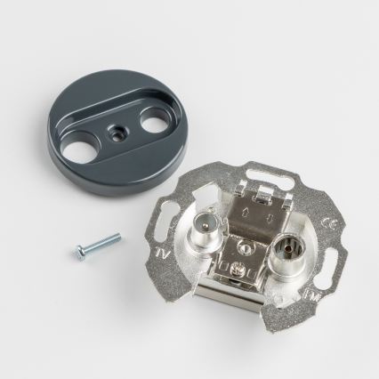 Kliklap - Retro účastnícka zásuvka TV+R (priebežná) s antracitovým rámikom