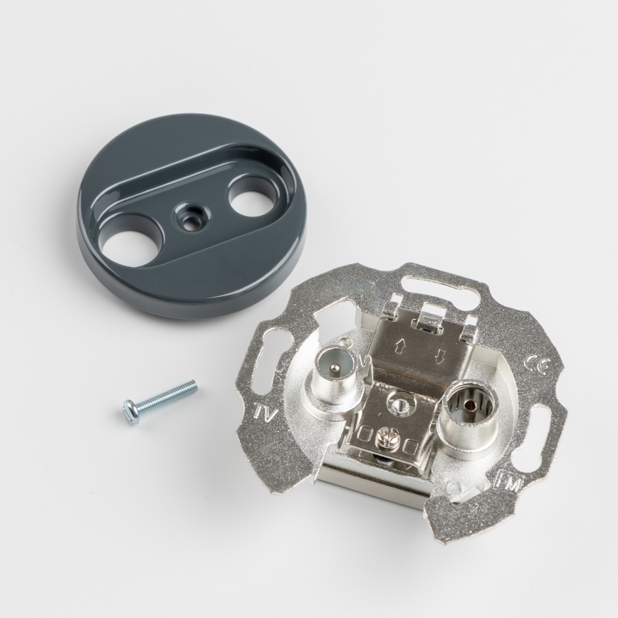 Kliklap - Retro účastnícka zásuvka TV+R (priebežná) s antracitovým rámikom