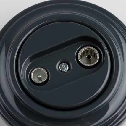 Kliklap - Retro účastnícka zásuvka TV+R (priebežná) s antracitovým rámikom