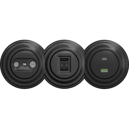 Kliklap - Retro USB zásuvka A+C bez rámika antracit