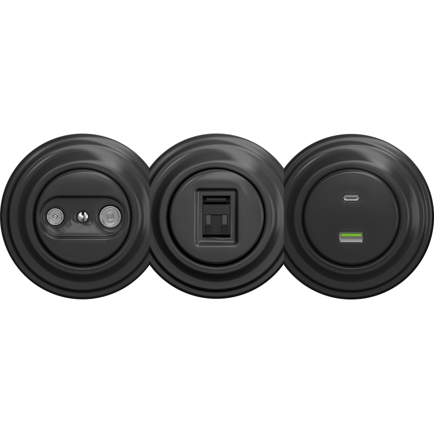 Kliklap - Retro USB zásuvka A+C bez rámika antracit