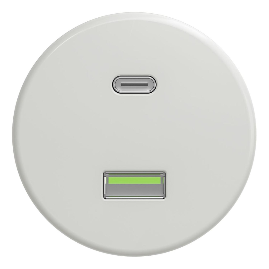Kliklap - Retro USB zásuvka A+C bez rámika biela