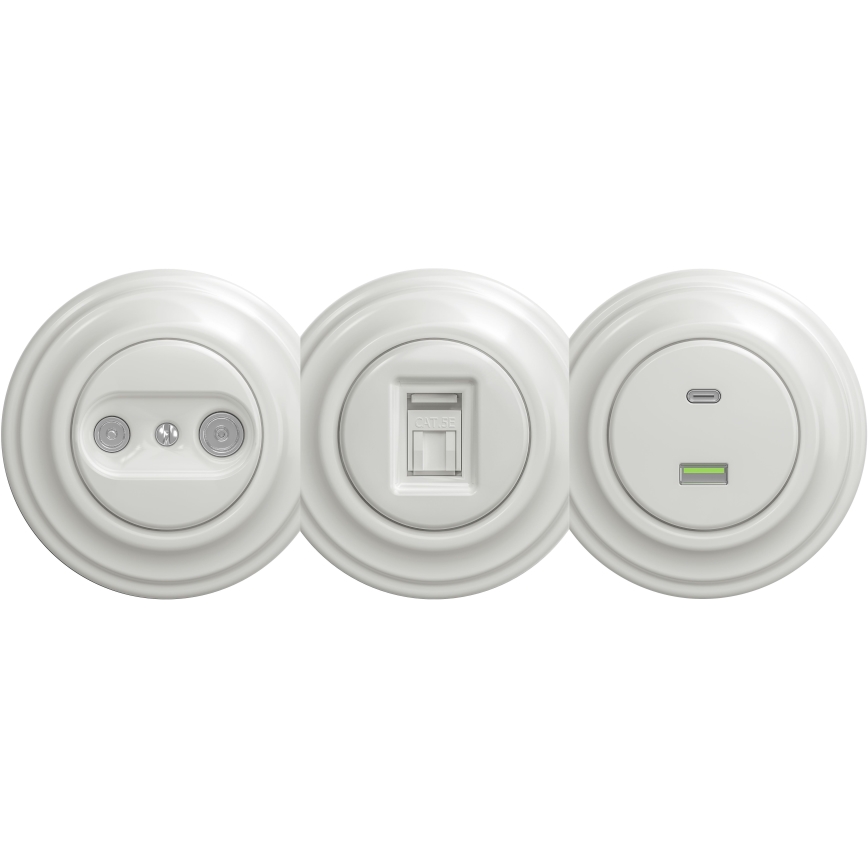 Kliklap - Retro USB zásuvka A+C bez rámika biela