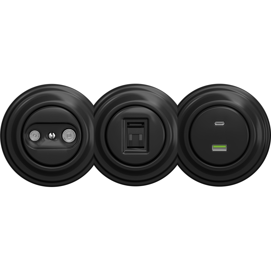 Kliklap - Retro USB zásuvka A+C bez rámika čierna