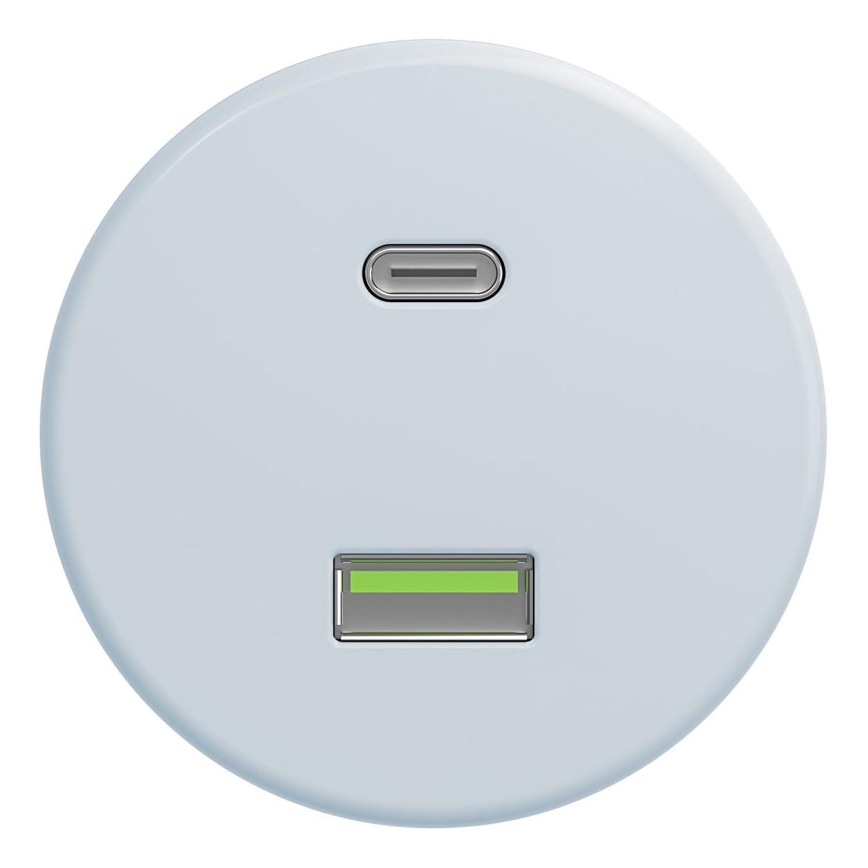 Kliklap - Retro USB zásuvka A+C bez rámika modrá