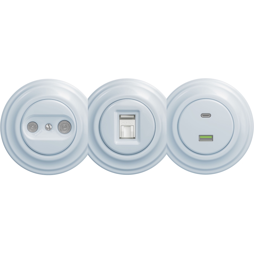 Kliklap - Retro USB zásuvka A+C bez rámika modrá