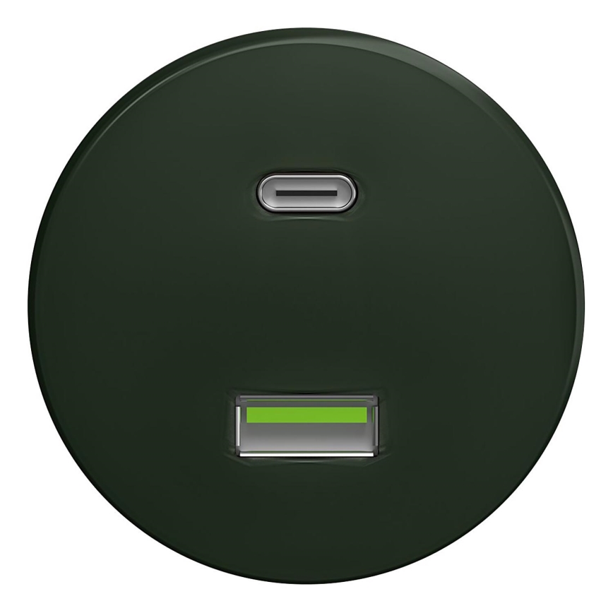 Kliklap - Retro USB zásuvka A+C bez rámika zelená