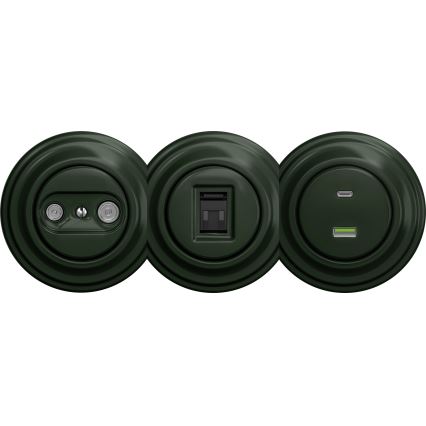Kliklap - Retro USB zásuvka A+C bez rámika zelená
