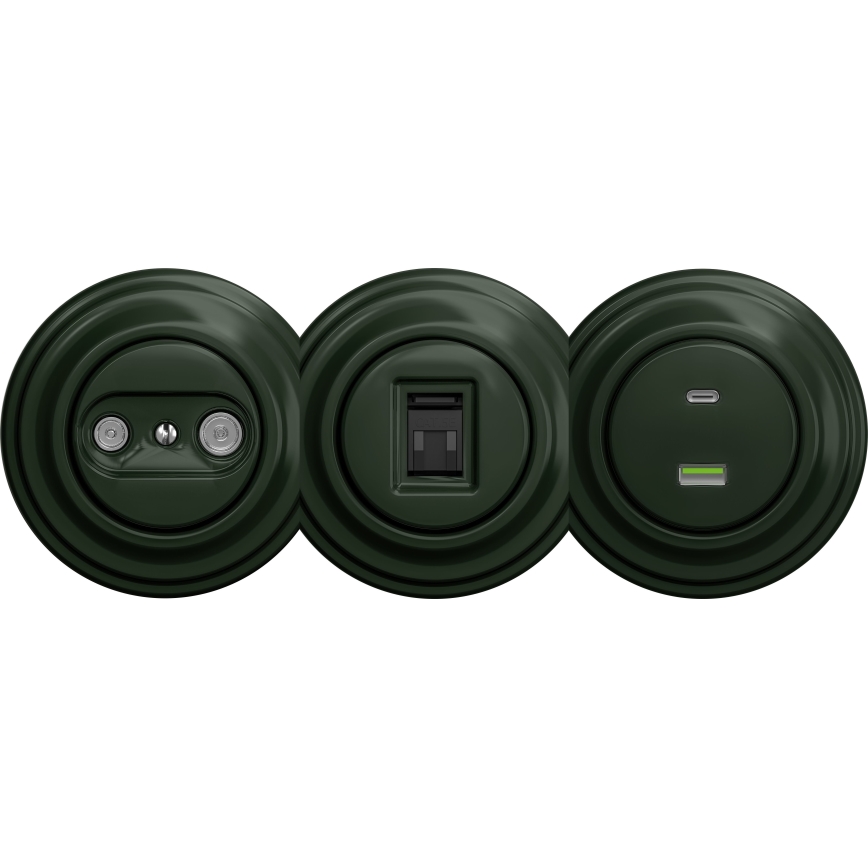 Kliklap - Retro USB zásuvka A+C bez rámika zelená
