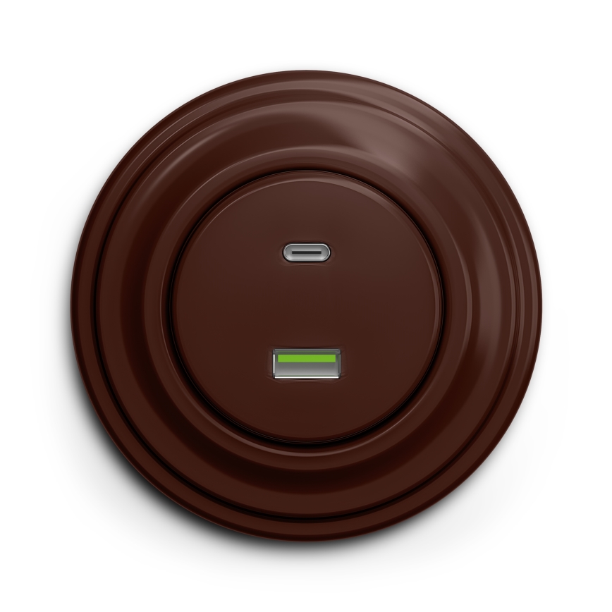 Kliklap - Retro USB zásuvka A+C hnedá