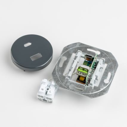 Kliklap - Retro USB zásuvka A+C s antracitovým rámečekom