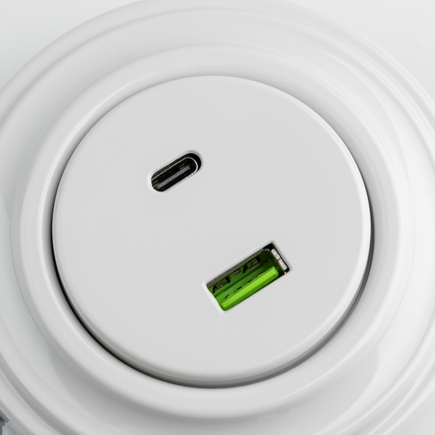 Kliklap - Retro USB zásuvka A+C s keramickým rámčekom, biela