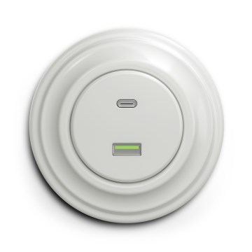Kliklap - Retro USB zásuvka A+C s rámčekom, keramická biela