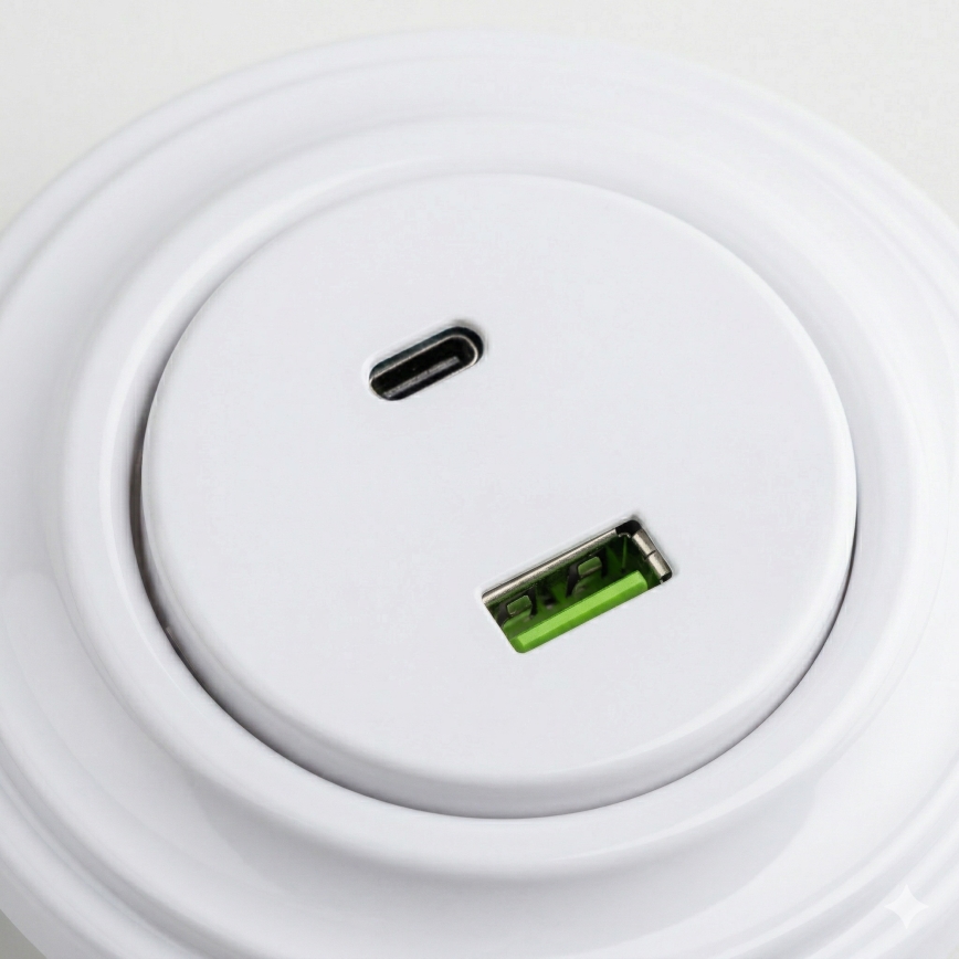 Kliklap - Retro USB zásuvka A+C s rámčekom v snehobielej farbe