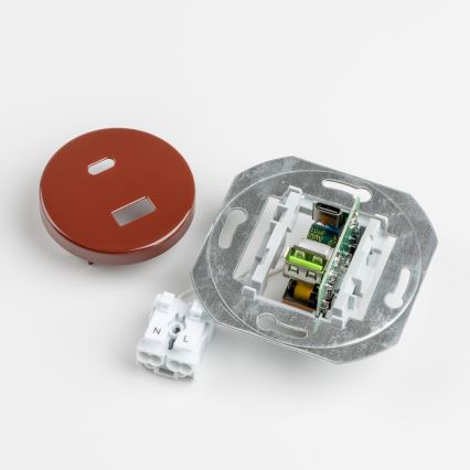 Kliklap - Retro USB zásuvka A+C s rámikom, hnedá